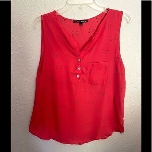 S.R BY SWEET RAIN Kitty cat faces all over print sleeveless semi-sheer top - M